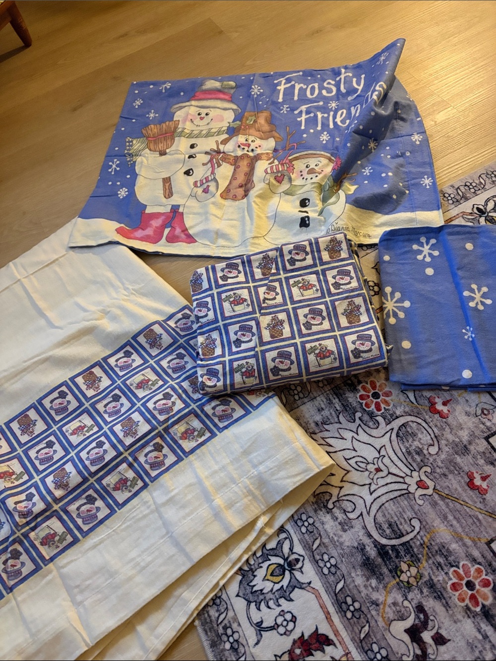 🍾 vintage Dianna Marcum “ FROSTY FRIENDS “ flannel sheet set QUEEN NEW